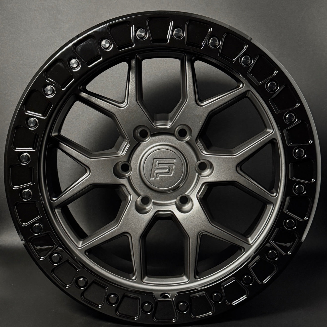 FP2-SL 17x9 6x135 +00 Matte Grey W/ Black Ring (Set of 4)