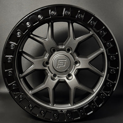 FP2-SL 17x9 6x135 +00 Matte Grey W/ Black Ring (Set of 4)