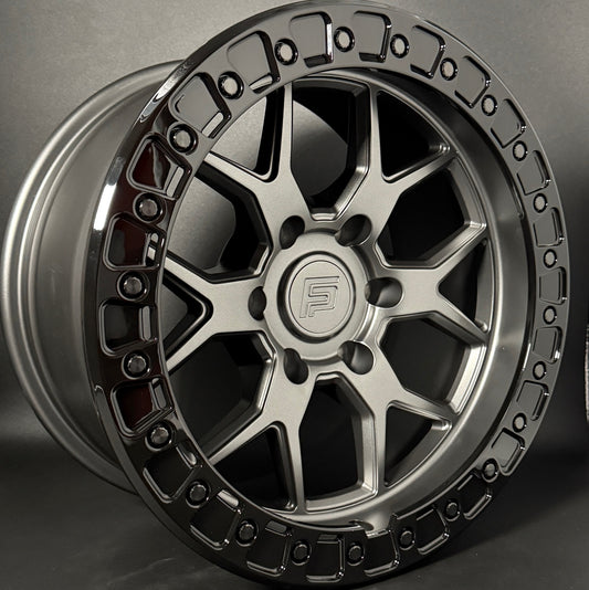 FP2-SL 17x9 6x135 +00 Matte Grey W/ Black Ring (Set of 4)