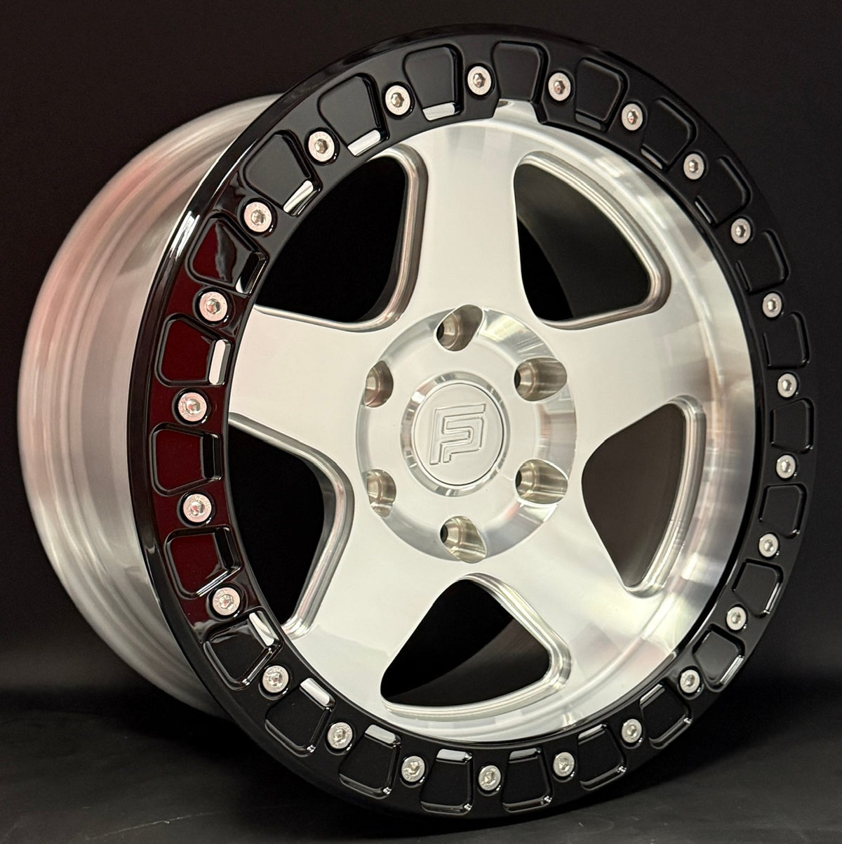 FP5-SL 17x9 6x135 +12 Machined / Black Ring (Set Of 4)